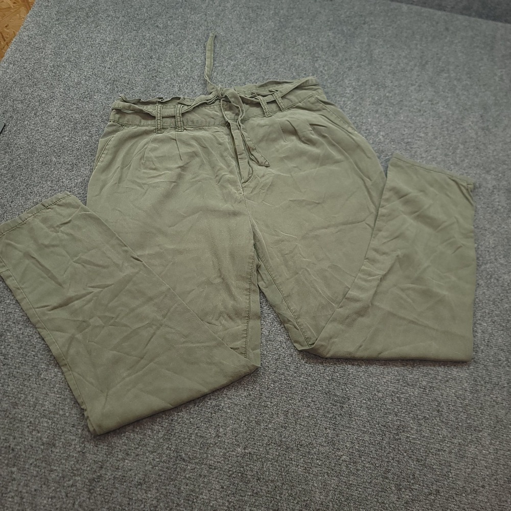 Gap Womens Olive Green Lyocell Paperbag Waist Soft Trousers Pants 10R 450759-02